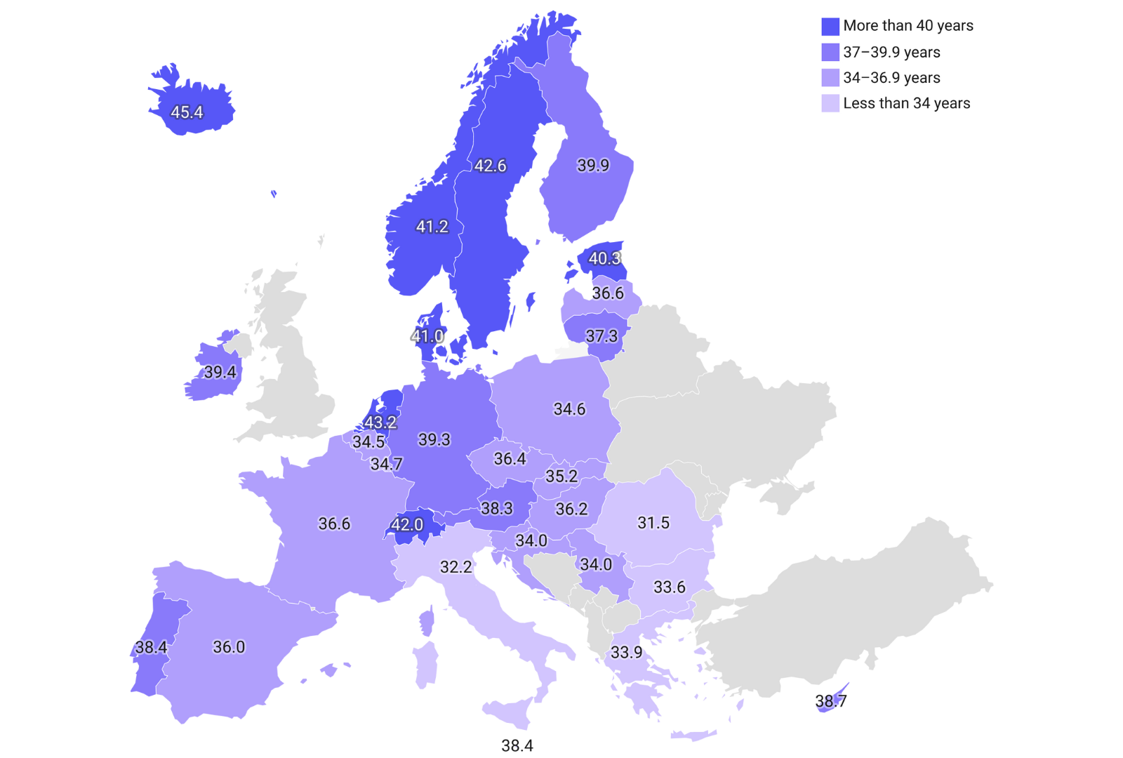 Expected Duration of Working Life in Europe 2022